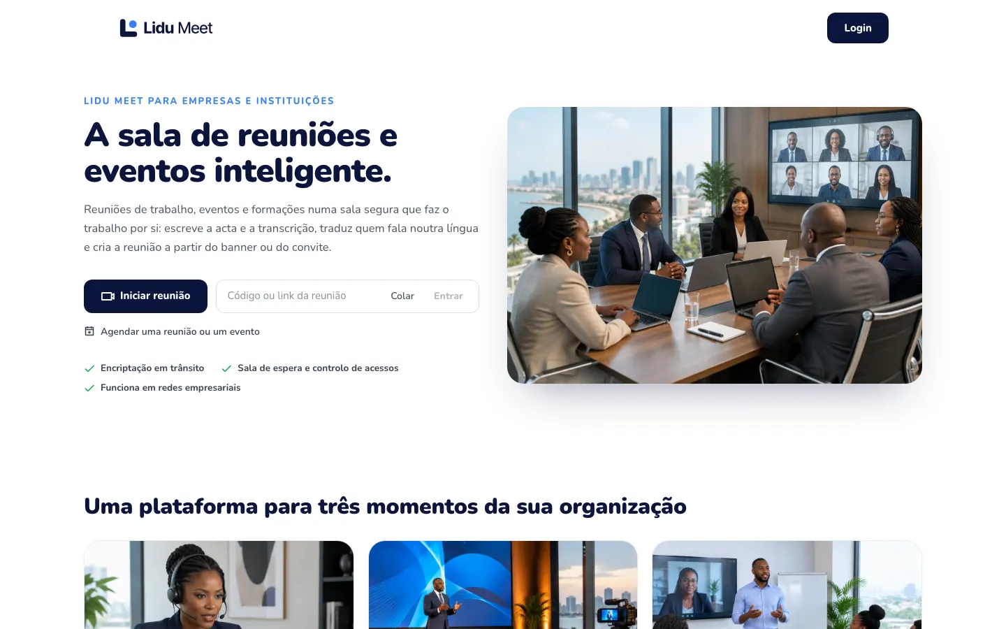 Lidu Meet: página inicial